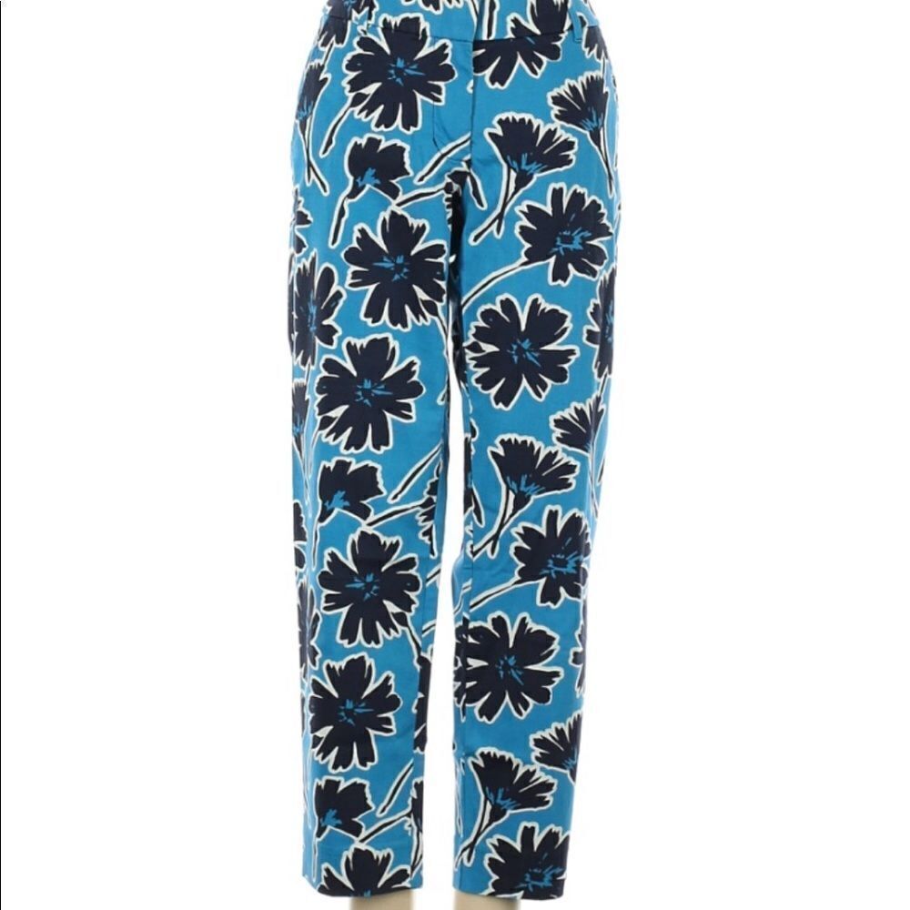 💚 J.Crew Factory Blue Floral Print Pants